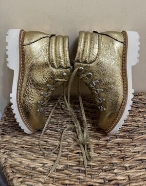 Montelliana Marlena hiker Boots Gold Vibrant Soles Size 37 / USA6.7/7
